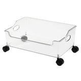 Wheeled Storage Containers Plastic Transparent Under Desk Book Storage Box with Roller for School Dorm Office Bedroom