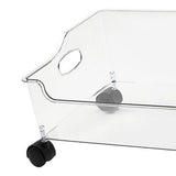 Wheeled Storage Containers Plastic Transparent Under Desk Book Storage Box with Roller for School Dorm Office Bedroom - Front View