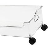 Wheeled Storage Containers Plastic Transparent Under Desk Book Storage Box with Roller for School Dorm Office Bedroom