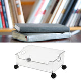 Wheeled Storage Containers Plastic Transparent Under Desk Book Storage Box with Roller for School Dorm Office Bedroom - 45-Degree Angle
