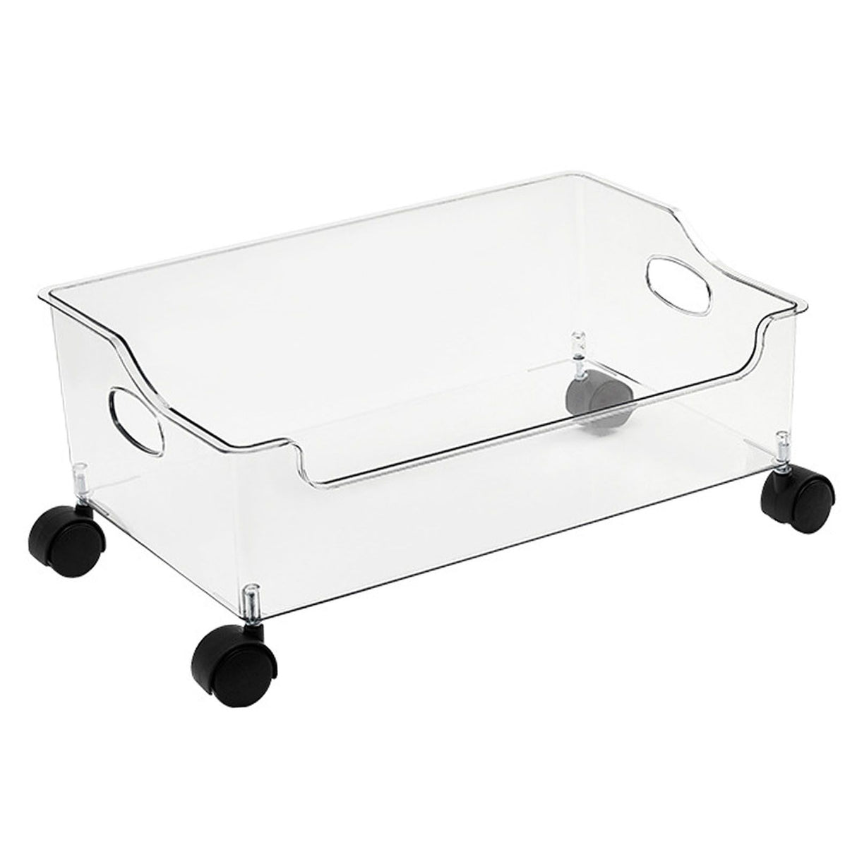 Wheeled Storage Containers Plastic Transparent Under Desk Book Storage Box with Roller for School Dorm Office Bedroom
