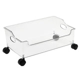 Wheeled Storage Containers Plastic Transparent Under Desk Book Storage Box with Roller for School Dorm Office Bedroom - Extra Image