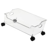 Wheeled Storage Containers Plastic Transparent Under Desk Book Storage Box with Roller for School Dorm Office Bedroom