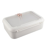 Multifunctional Document Storage Box Large Capacity Two Layer Liner Home Certificate Organizer White - Top-Down View