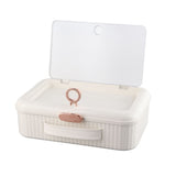 Multifunctional Document Storage Box Large Capacity Two Layer Liner Home Certificate Organizer White