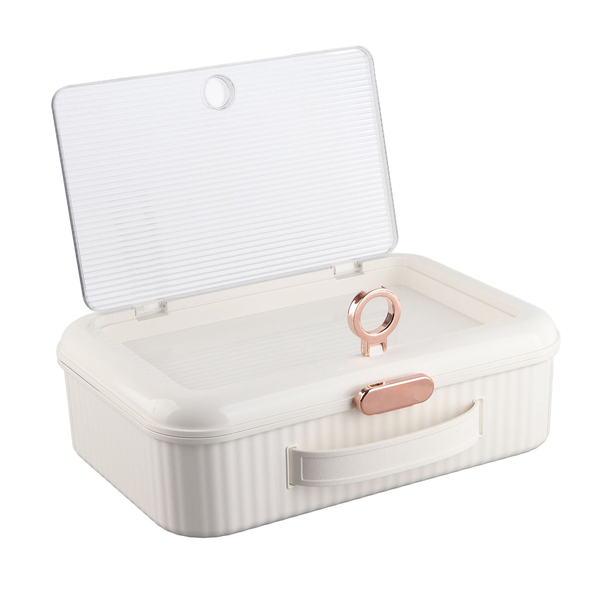 Multifunctional Document Storage Box Large Capacity Two Layer Liner Home Certificate Organizer White