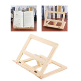 Wooden Book Stand Adjustable Book Holder Reading Stand Recipe Cookbook Holder for Kid Adult Home Wooden Clip - Rear View