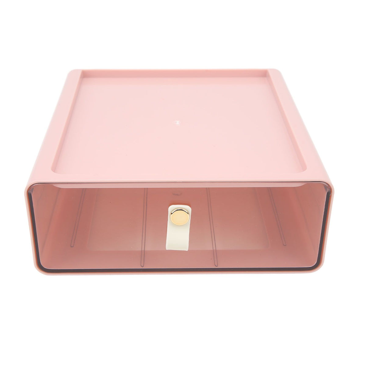 Clear Drawer Storage Box Large Capacity Desktop Drawer Storage Container Organizer for Office Pink
