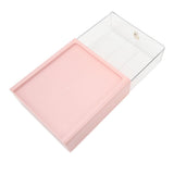 Clear Drawer Storage Box Large Capacity Desktop Drawer Storage Container Organizer for Office Pink - Front View