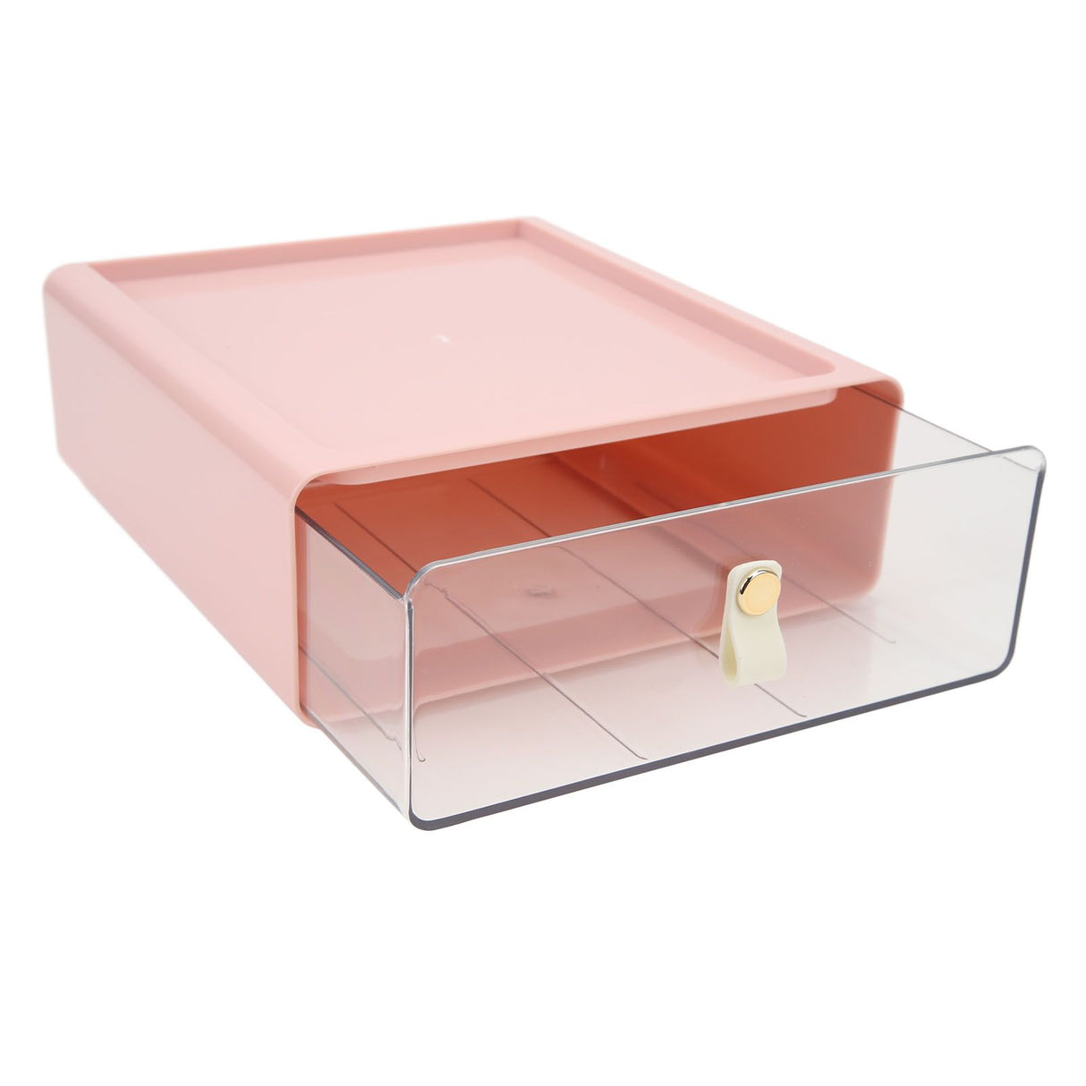 Clear Drawer Storage Box Large Capacity Desktop Drawer Storage Container Organizer for Office Pink