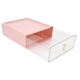 Clear Drawer Storage Box Large Capacity Desktop Drawer Storage Container Organizer for Office Pink
