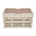 Camping Picnic Basket Foldable Large Capacity Multifunction Handheld Camping Storage Basket Camping Storage Box Grey White S