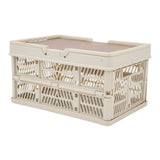 Camping Picnic Basket Foldable Large Capacity Multifunction Handheld Camping Storage Basket Camping Storage Box Grey White S - Side View