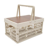 Camping Picnic Basket Foldable Large Capacity Multifunction Handheld Camping Storage Basket Camping Storage Box Grey White S - Extra Image