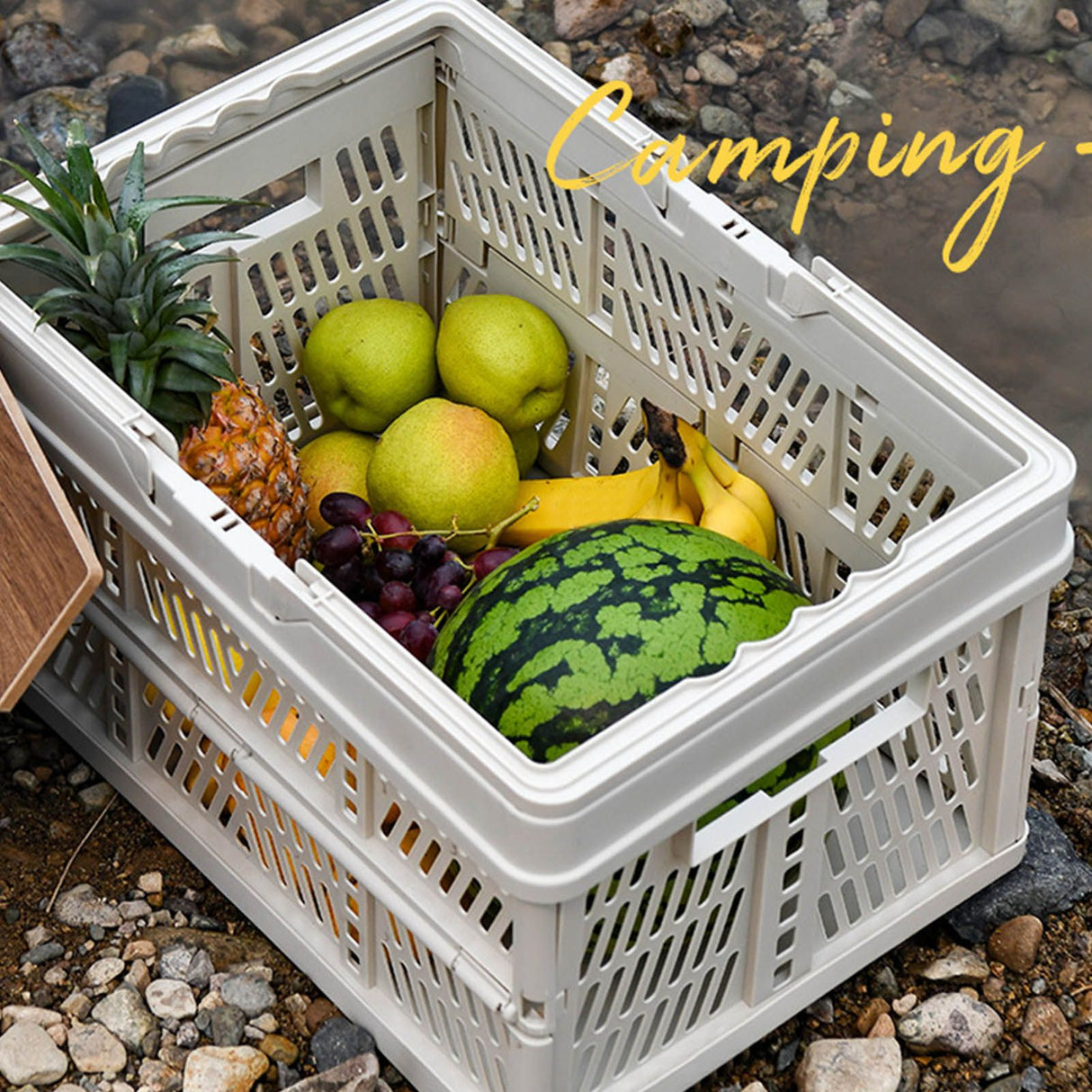 Camping Picnic Basket Foldable Large Capacity Multifunction Handheld Camping Storage Basket Camping Storage Box Grey White S