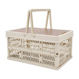 Camping Picnic Basket Foldable Large Capacity Multifunction Handheld Camping Storage Basket Camping Storage Box Grey White M - Low Angle