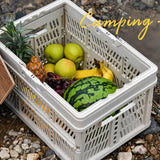 Camping Picnic Basket Foldable Large Capacity Multifunction Handheld Camping Storage Basket Camping Storage Box Grey White M