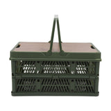 Camping Picnic Basket Foldable Large Capacity Multifunction Handheld Camping Storage Basket Camping Storage Box Green M