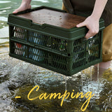 Camping Picnic Basket Foldable Large Capacity Multifunction Handheld Camping Storage Basket Camping Storage Box Green M