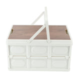 Camp Box Outdoor Camping Portable Storage Box with Handle Removable Foldable Camping Portable Wooden Lid Storage Box S