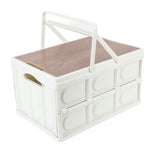 Camp Box Outdoor Camping Portable Storage Box with Handle Removable Foldable Camping Portable Wooden Lid Storage Box S