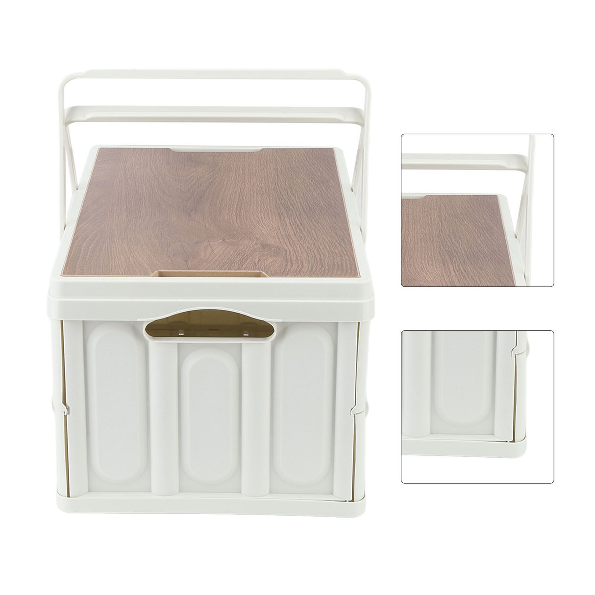 Camp Box Outdoor Camping Portable Storage Box with Handle Removable Foldable Camping Portable Wooden Lid Storage Box S