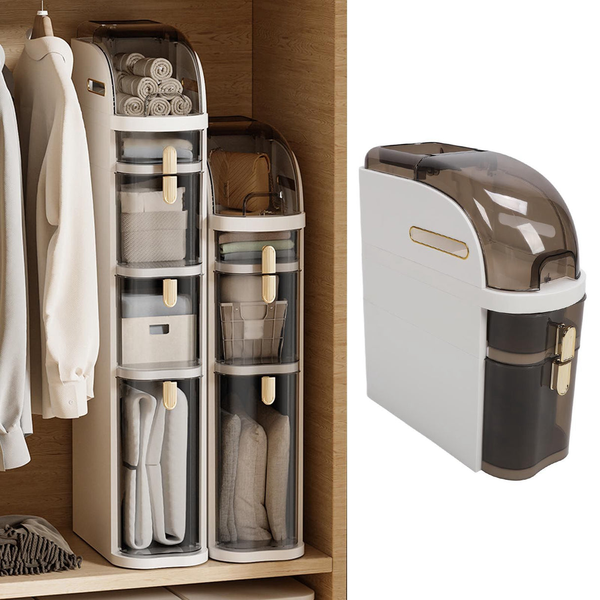 Small Spaces Gaps Cabinet Clear Drawers Narrow Tall Slim Seam Cabinet Vertical Storage Unit for Bathroom Kitchen A