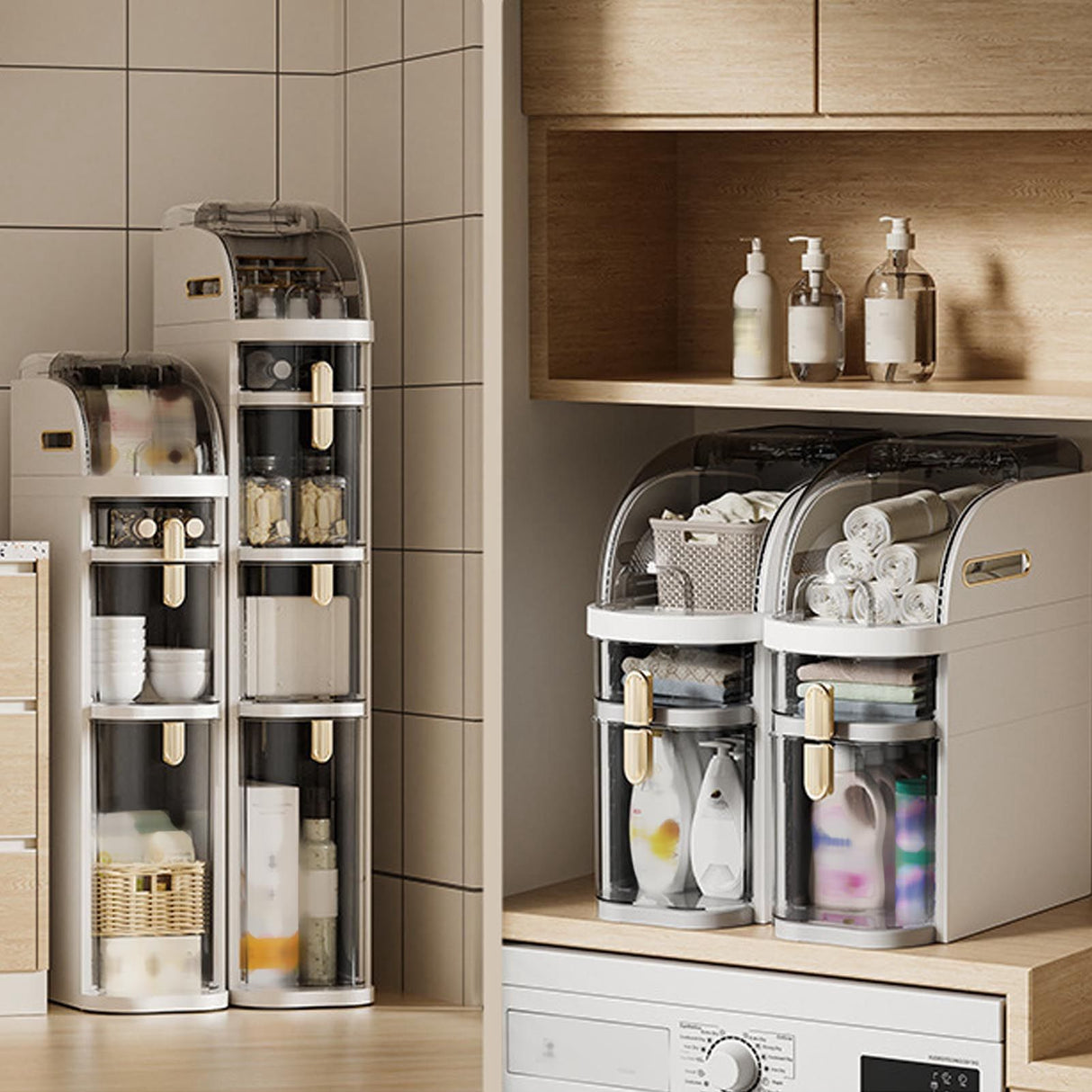 Small Spaces Gaps Cabinet Clear Drawers Narrow Tall Slim Seam Cabinet Vertical Storage Unit for Bathroom Kitchen A