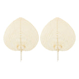 2 Pcs Handheld Leaf Braided Fan Handmade Bamboo Straw Chinese Craft Fan for Decoration
