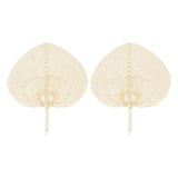 2 Pcs Handheld Leaf Braided Fan Handmade Bamboo Straw Chinese Craft Fan for Decoration