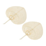 2 Pcs Handheld Leaf Braided Fan Handmade Bamboo Straw Chinese Craft Fan for Decoration - Rear View