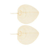 2 Pcs Handheld Leaf Braided Fan Handmade Bamboo Straw Chinese Craft Fan for Decoration - Close-Up Angle