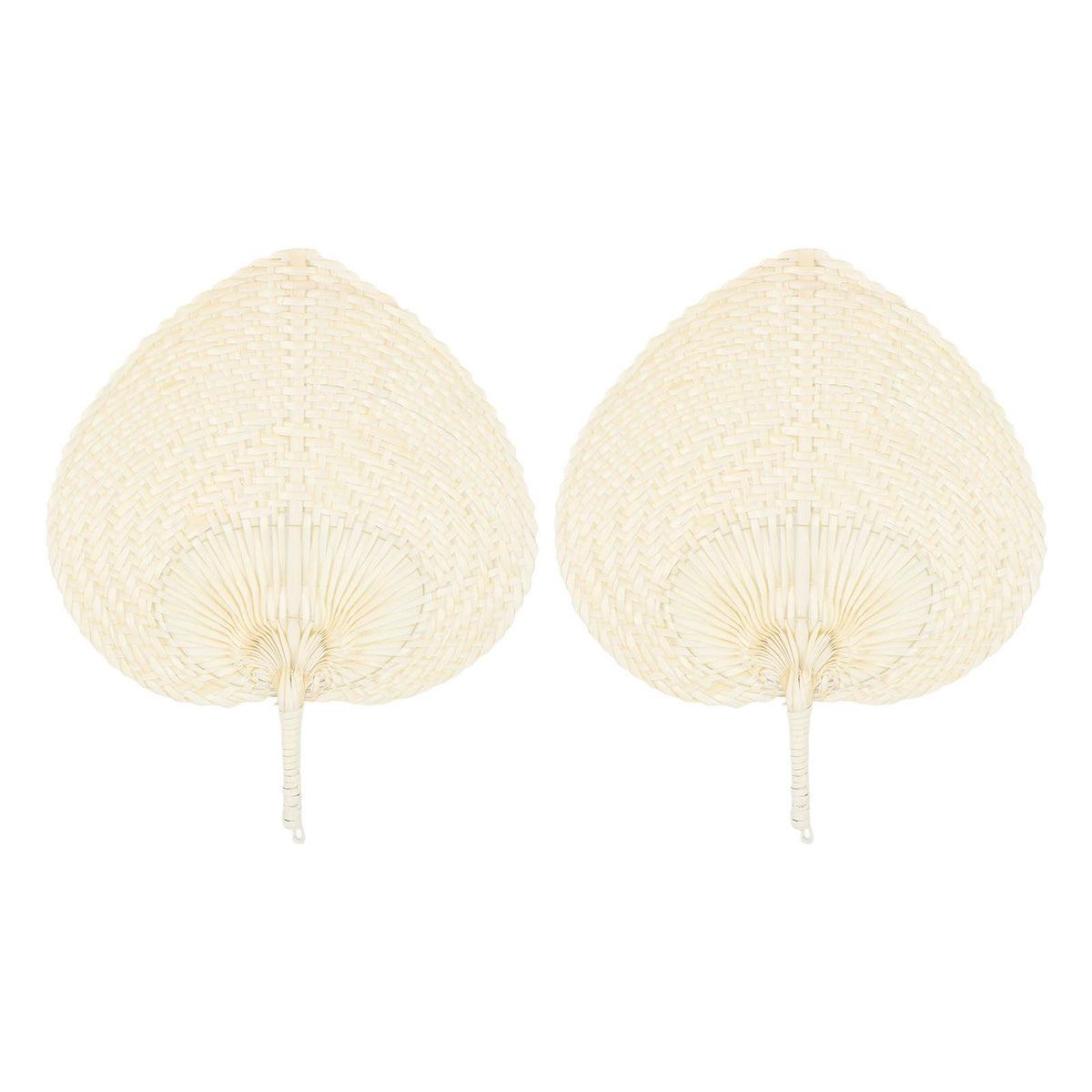 2 Pcs Handheld Leaf Braided Fan Handmade Bamboo Straw Chinese Craft Fan for Decoration