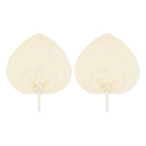 2 Pcs Handheld Leaf Braided Fan Handmade Bamboo Straw Chinese Craft Fan for Decoration
