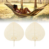 2 Pcs Handheld Leaf Braided Fan Handmade Bamboo Straw Chinese Craft Fan for Decoration - Extra Image