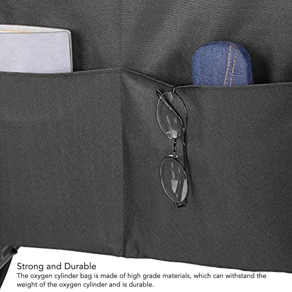 Oxygen Tank Holder Bag 600D Oxford Cloth Hook Design Dual Oxygen Tank Holder for Medical Personal Use Black