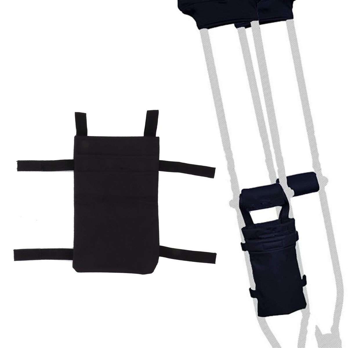 Crutch Storage Bag Hanging Carrying Pocket Pouch Portable Travel Organizer Lightweight for Walking Stick Black