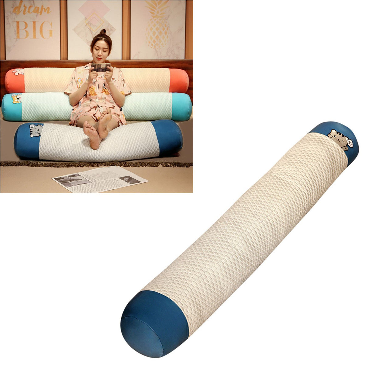 Cute Body Pillow Removable Washable Breathable Plush Soft Long Bed Pillow for Summer Sleeping Cat 85cm / 33.5in