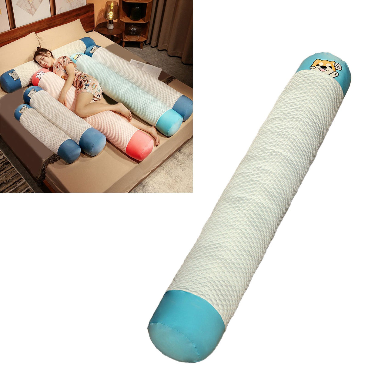 Cute Body Pillow Removable Washable Breathable Plush Soft Long Bed Pillow for Summer Sleeping Dog 85cm / 33.5in