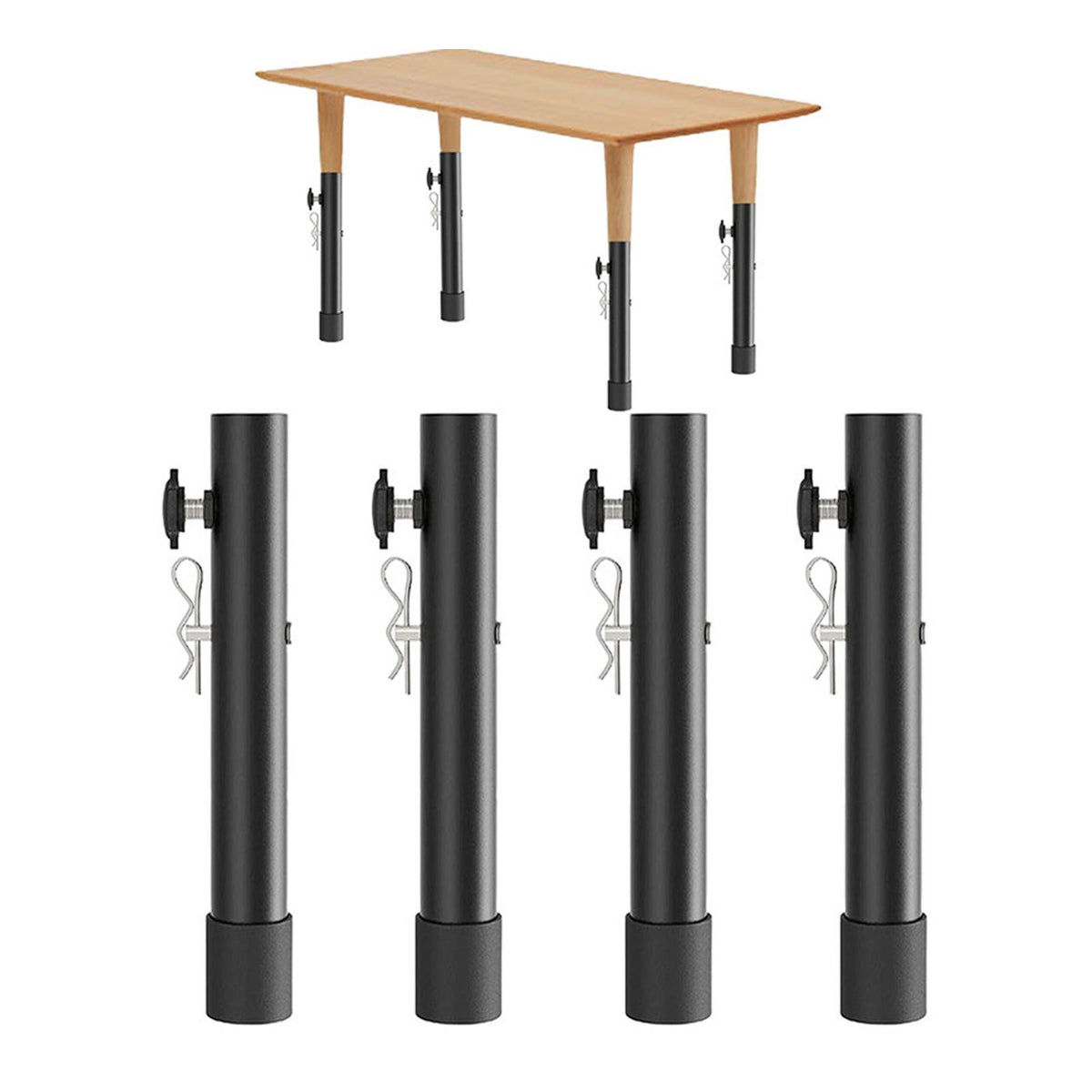 4pcs Table Leg Extenders 44cm Steel Table Leg Risers for Folding Tables Straight Bent Leg