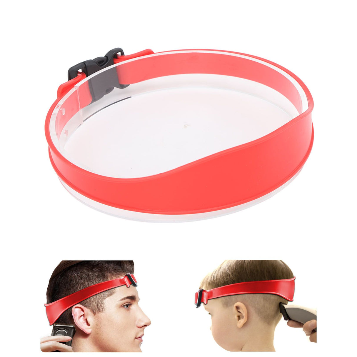 DIY Hair Trimming Template Haircut Band Breathable Curved Degion Silicone Home Hair Trimming Guide for Boys Men Red
