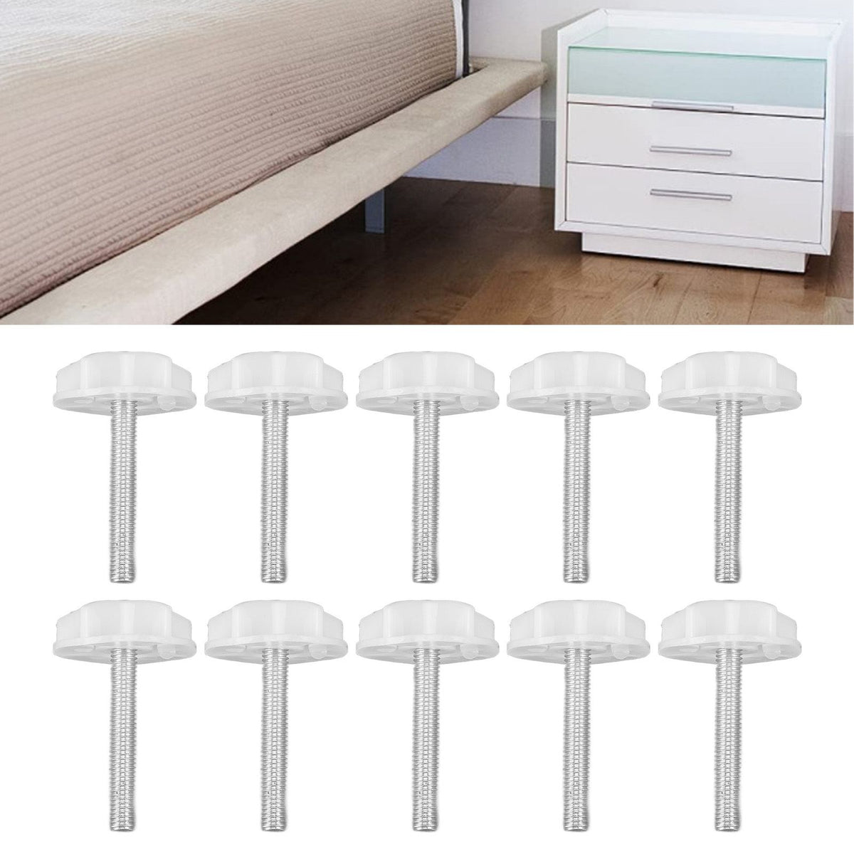 10PCS Leg Levelers Leveling Foot Adjustable PP Iron Screw On Easy Operation Furniture Levelers for Headboard Furniture