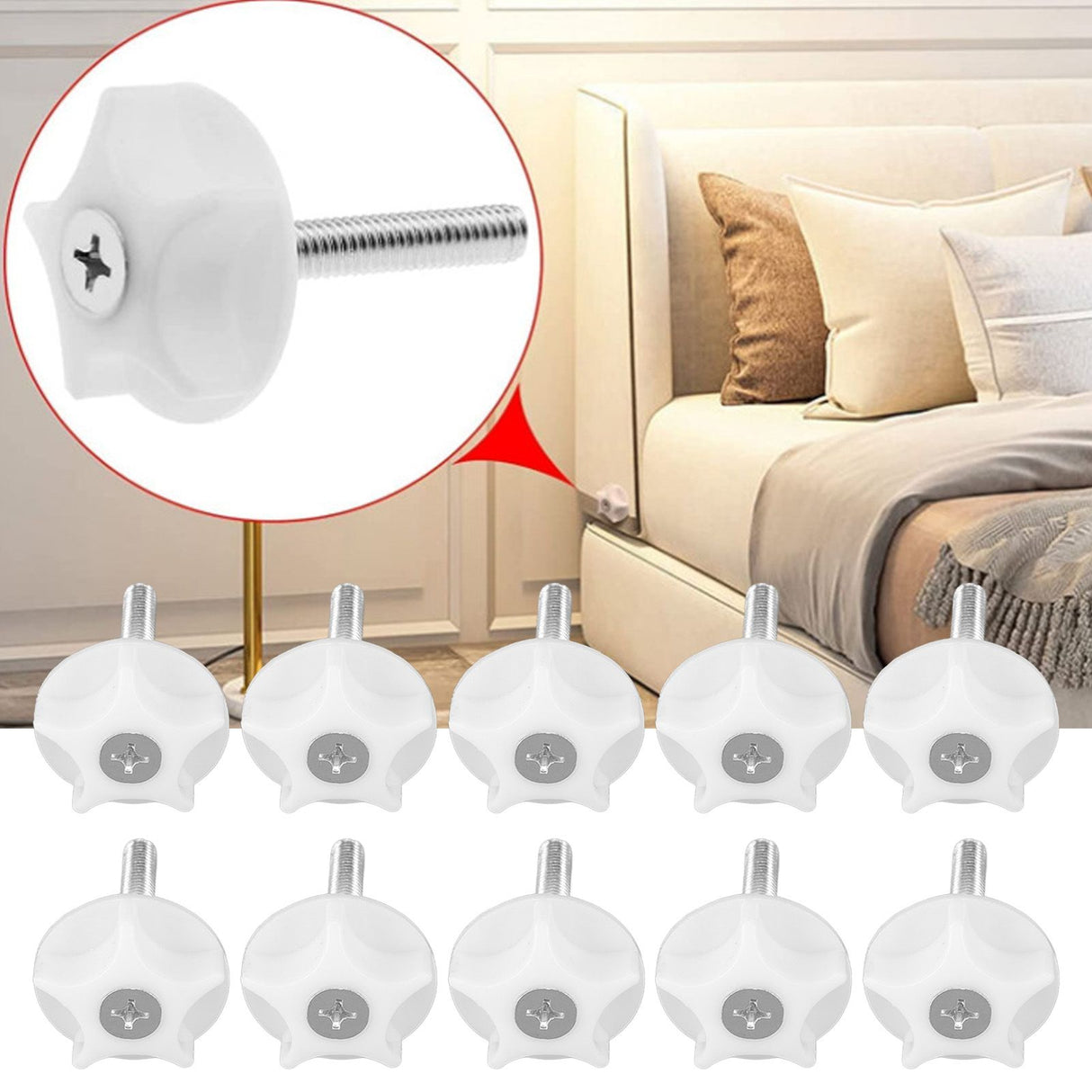 10PCS Leg Levelers Leveling Foot Adjustable PP Iron Screw On Easy Operation Furniture Levelers for Headboard Furniture