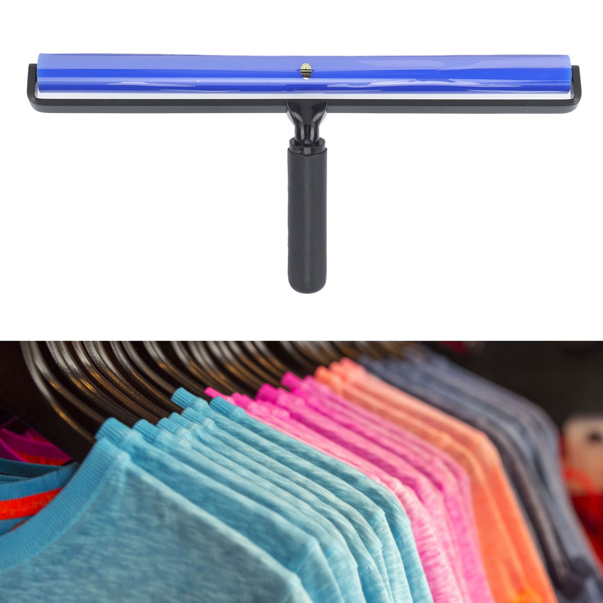Static Roller Dust Removal Roller Super Sticky Blue Silicone Soft Static Action Cleaner Roller with Black Handle 18in