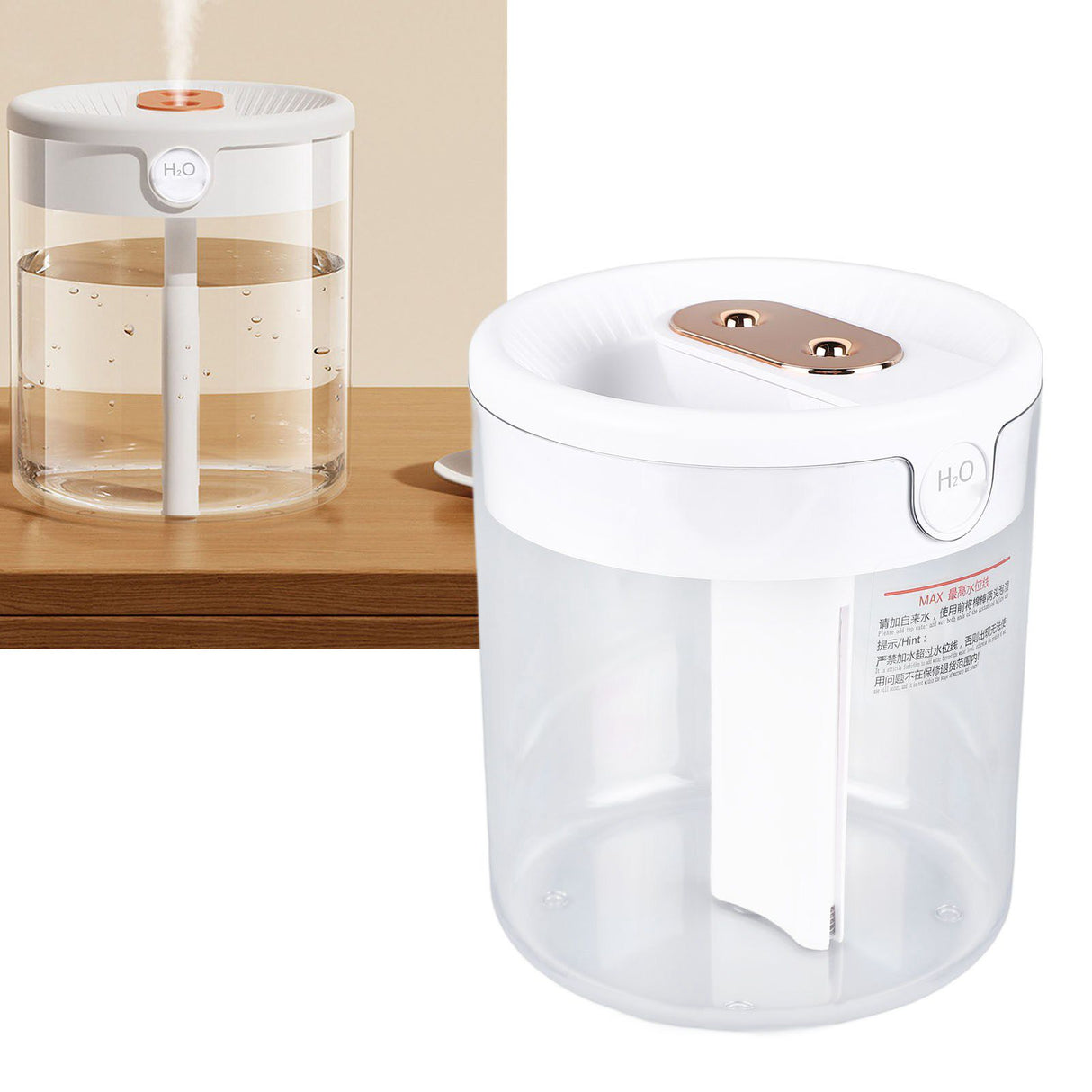 Humidifier 2L White Large Capacity Double Nozzle Mist Humidifier Home Bedroom Office Mute USB Night Light Air Vaporizer