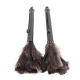 2Pcs Retractable Feather Duster Ostrich Feathers Duster with Long Handle for Home Cleaning - Top-Down View