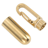 Keychain Medication Box Single Chamber Stainless Steel Keychain Medicine Organizer for Outdoor Travel Camping Gold - Front View