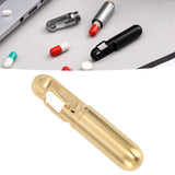Keychain Medication Box Single Chamber Stainless Steel Keychain Medicine Organizer for Outdoor Travel Camping Gold