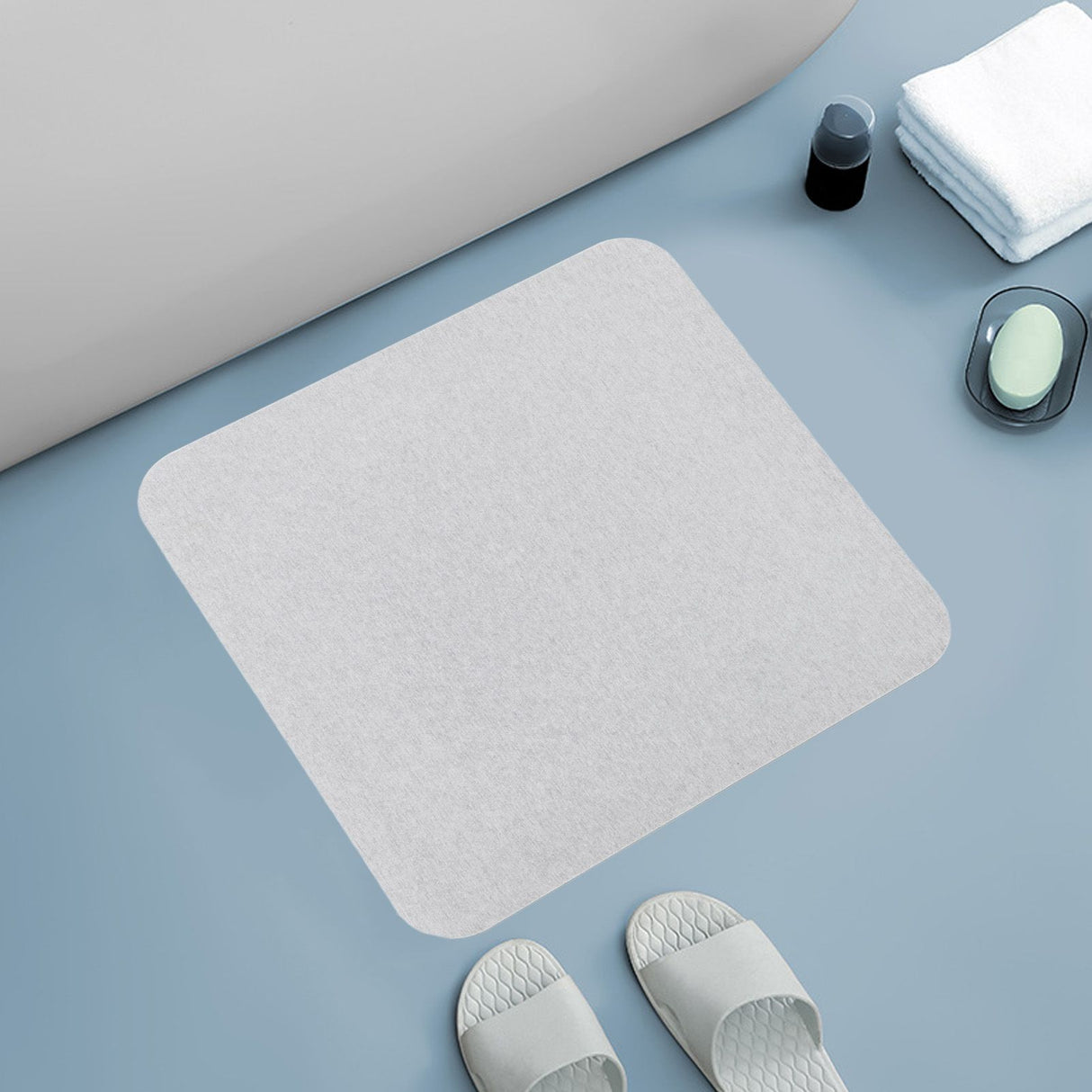 Diatomaceous Earth Bath Mat Super Absorbent Quick Dry Antislip Bath Mat Shower Rug for Bathroom Grey 30x30cm/11.8x11.8in