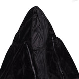 Hooded Cloak Large Witch Cape Black Velvet Comfortable to Wear Soft Touch Costume Cloak for Party Cosplay Roleplay